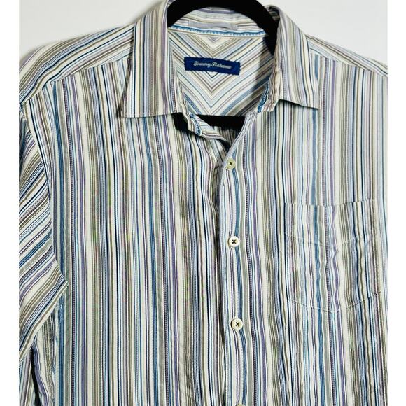 Tommy Bahama Silk Button Down Light Weight Long Sleeve Casual Preppy Men Large - Picture 2 of 9